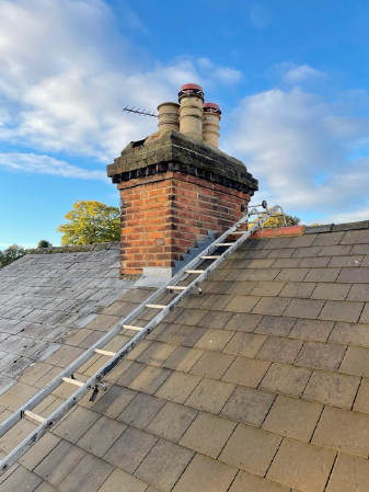 Dormer roof detail with guttering